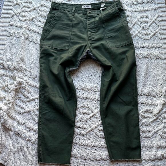 B•RTH olive cotton sateen trousers, made in USA Utility,Y2K - Picture 8 of 12